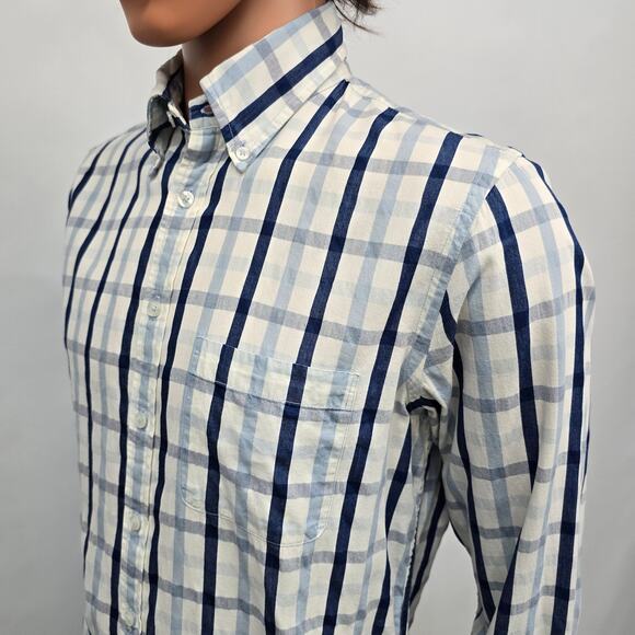 Brooks Brothers Men Shirt Milano Fit Size M Blue Navy White Plaid Button down - Picture 7 of 12